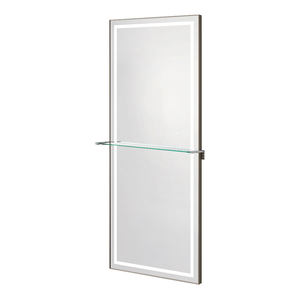 Symphony LED Styling Station and Modern Mirror with Light – Anodized Aluminum Metal Frame Brushed Champagne DIR