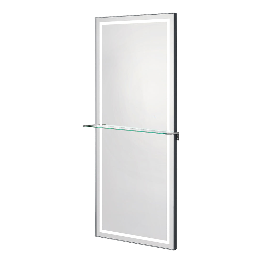 Symphony LED Styling Station and Modern Mirror with Light – Anodized Aluminum Metal Frame Brushed Gray DIR