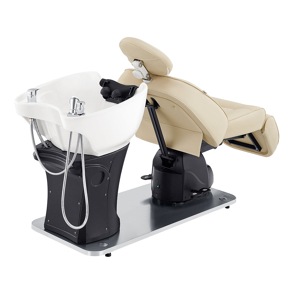 Maximus Full Recline Shampoo Beige Unit With Rotating Seat