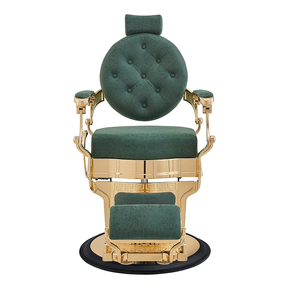 Princeton II Gold Barber Chair - Vintage Green DIR
