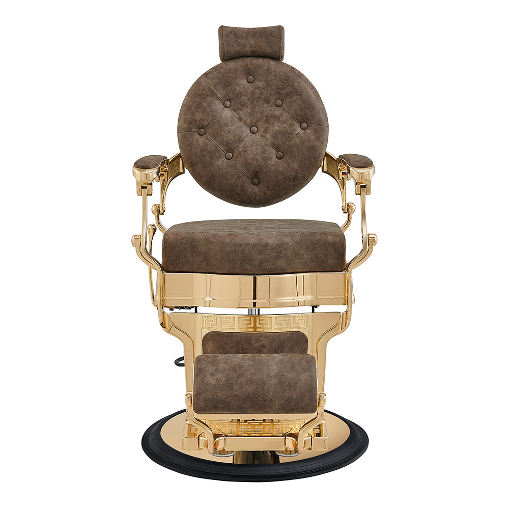Princeton II Gold Barber Chair - Vintage Brown DIR