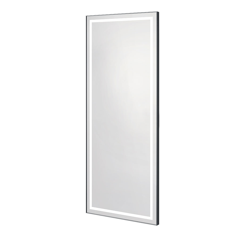Symphony LED Styling Station and Modern Mirror with Light – Anodized Aluminum Metal Frame Brushed Gray DIR