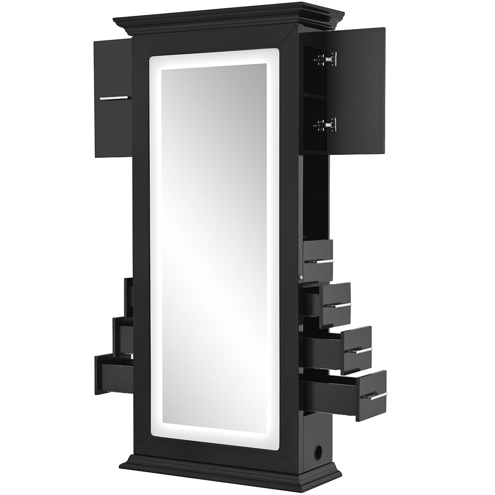 Adonis II Single LED Lighted Styling Station Black DIR