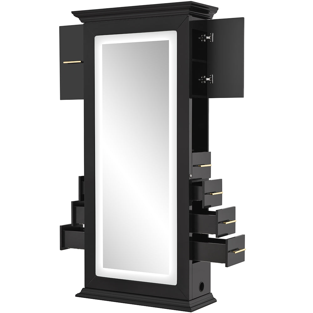 Adonis II Single LED Lighted Styling Station Black DIR
