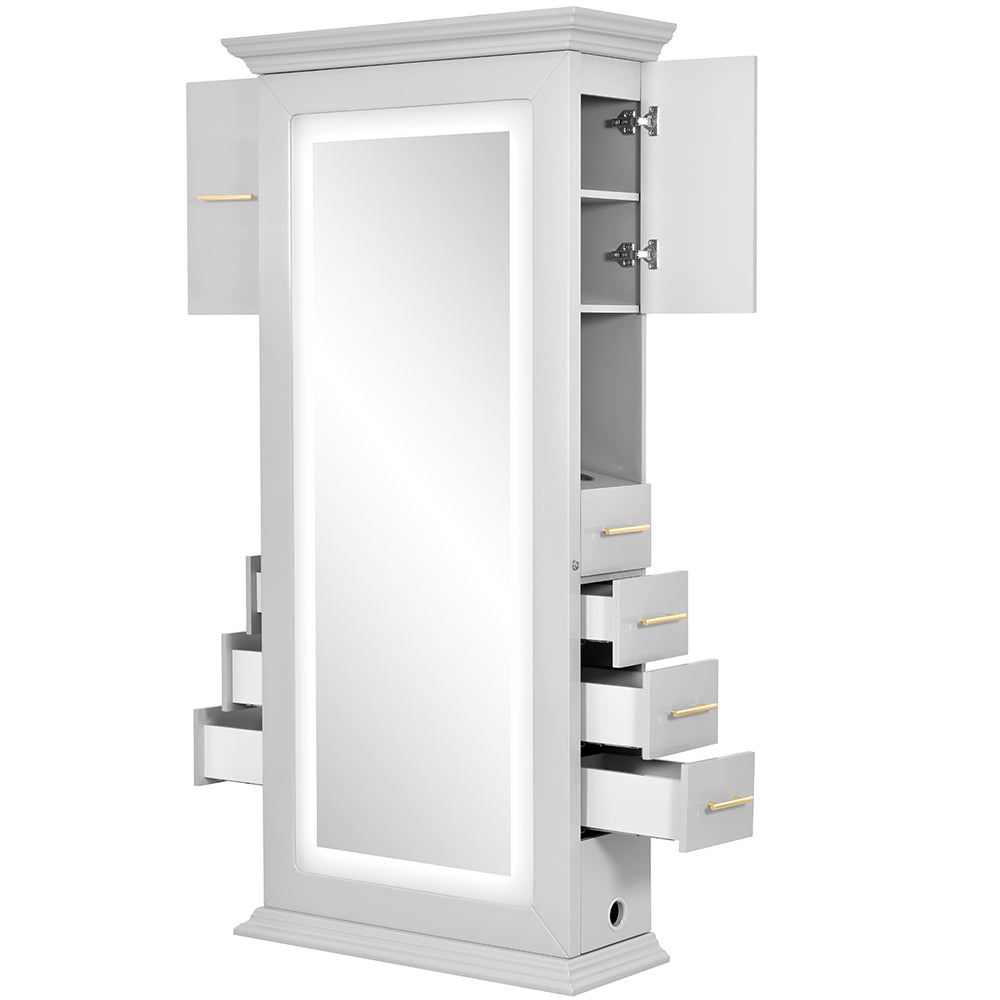 Adonis II Single LED Lighted Styling Station Silver Gray DIR