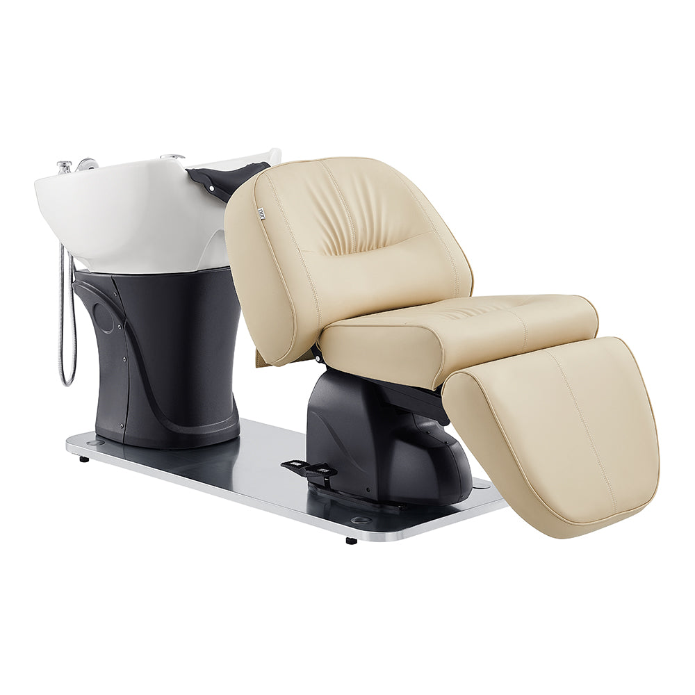 Maximus Full Recline Shampoo Beige Unit With Rotating Seat