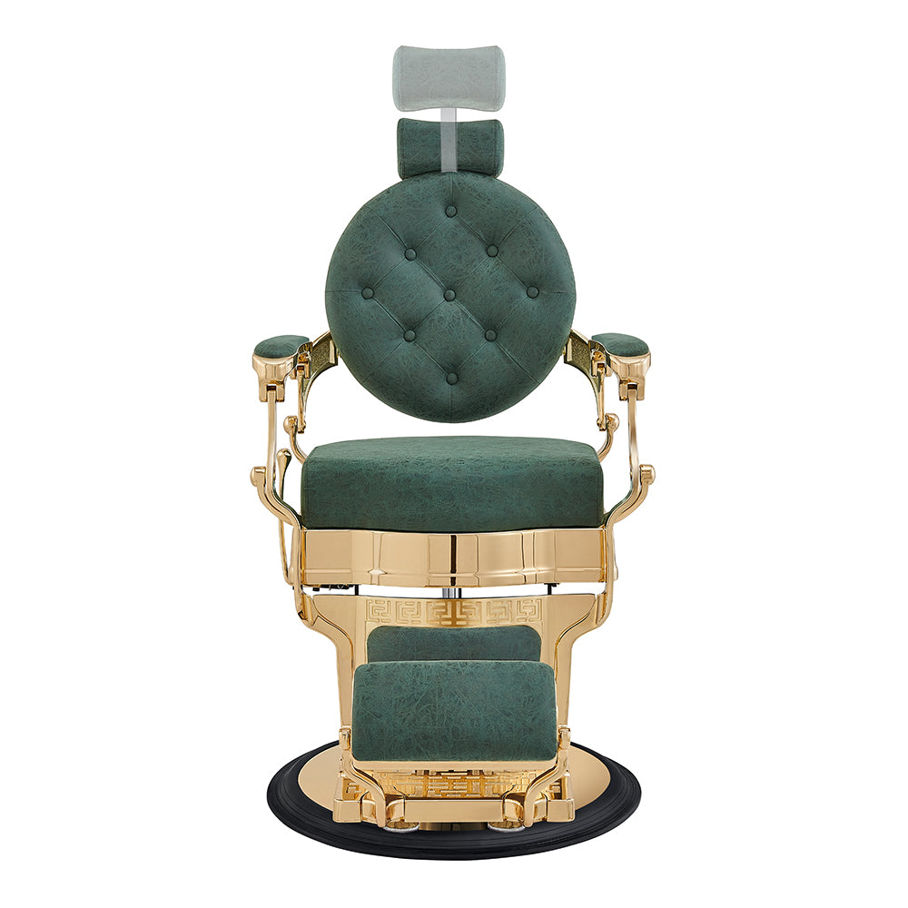 Princeton II Gold Barber Chair - Vintage Green DIR
