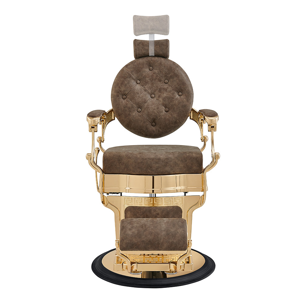 Princeton II Gold Barber Chair - Vintage Brown DIR