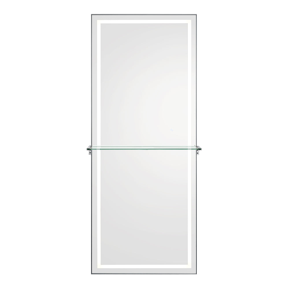 Symphony LED Styling Station and Modern Mirror with Light – Anodized Aluminum Metal Frame Brushed Gray DIR