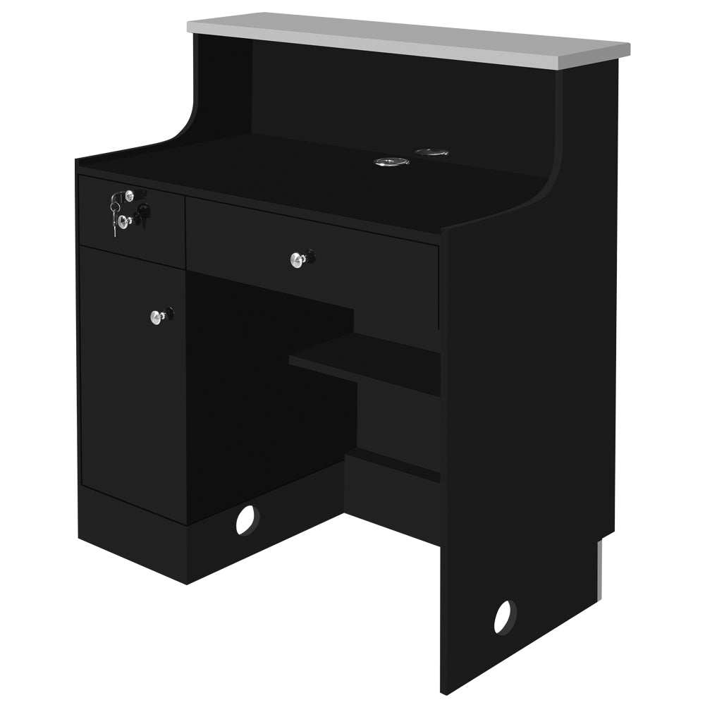 Janus Deluxe - LED Reception Front Desk Black & Silver DIR