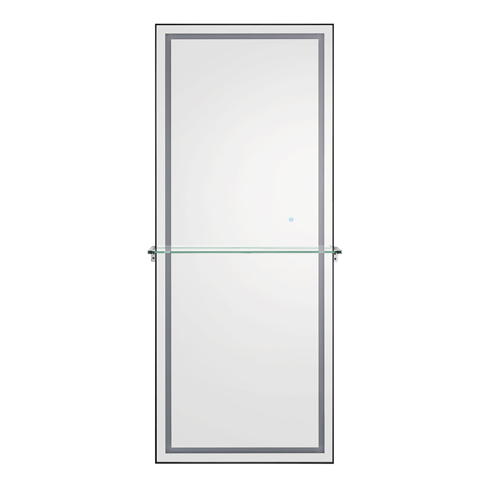 Symphony LED Styling Station and Modern Mirror with Light – Anodized Aluminum Metal Frame Brushed Black DIR