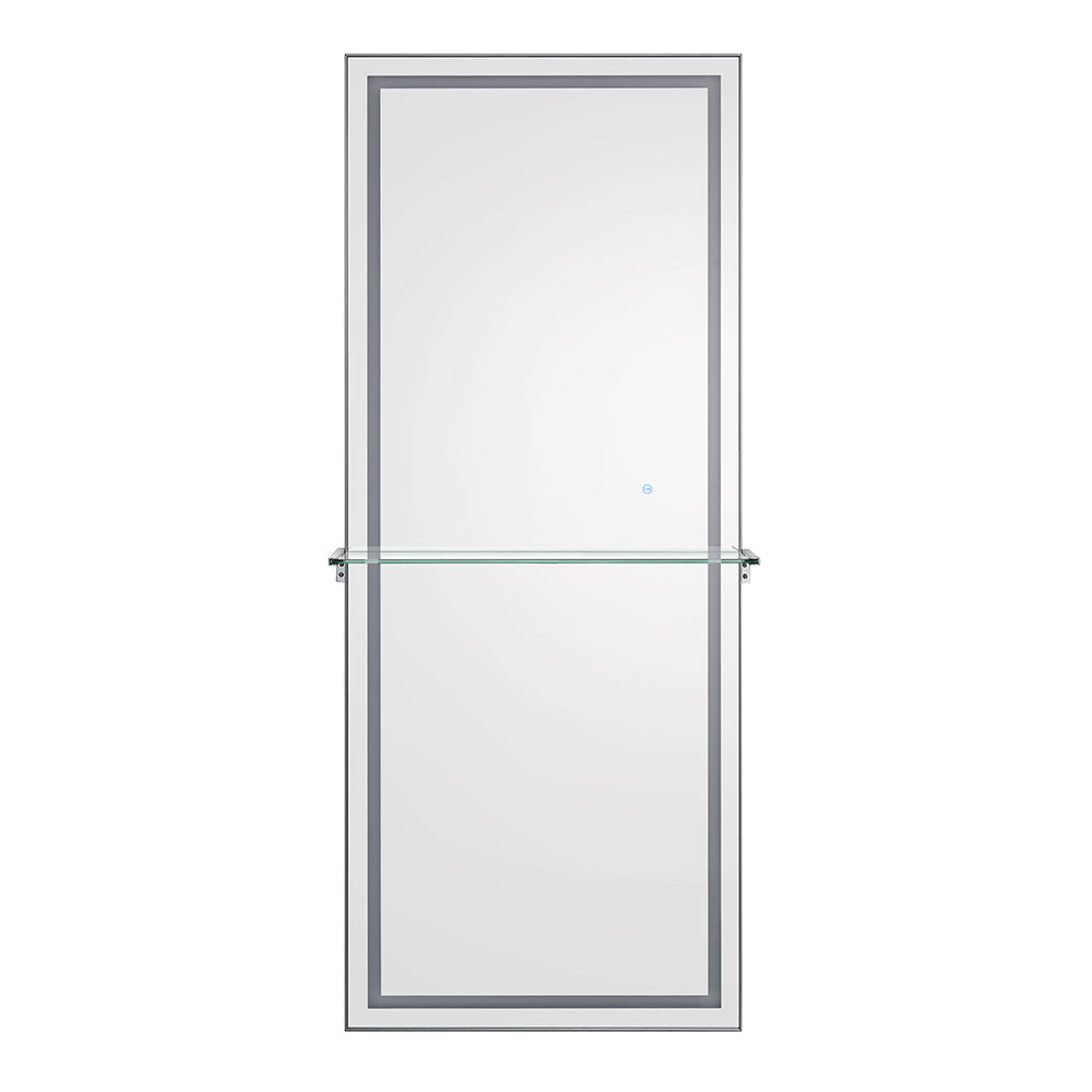 Symphony LED Styling Station and Modern Mirror with Light – Anodized Aluminum Metal Frame Brushed Gray DIR