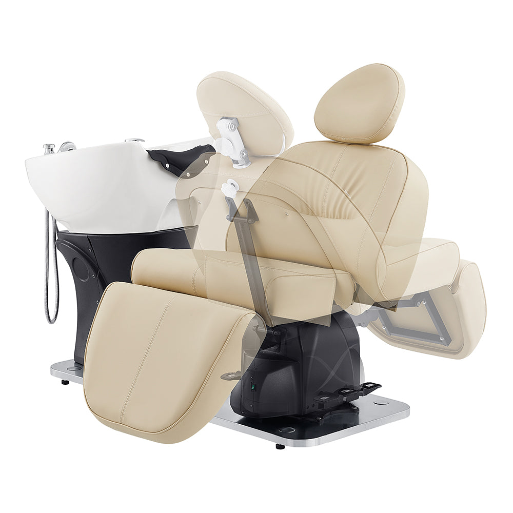 Maximus Full Recline Shampoo Beige Unit With Rotating Seat