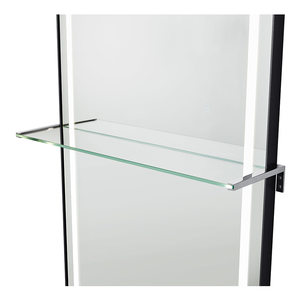 Symphony LED Styling Station and Modern Mirror with Light – Anodized Aluminum Metal Frame Brushed Black DIR