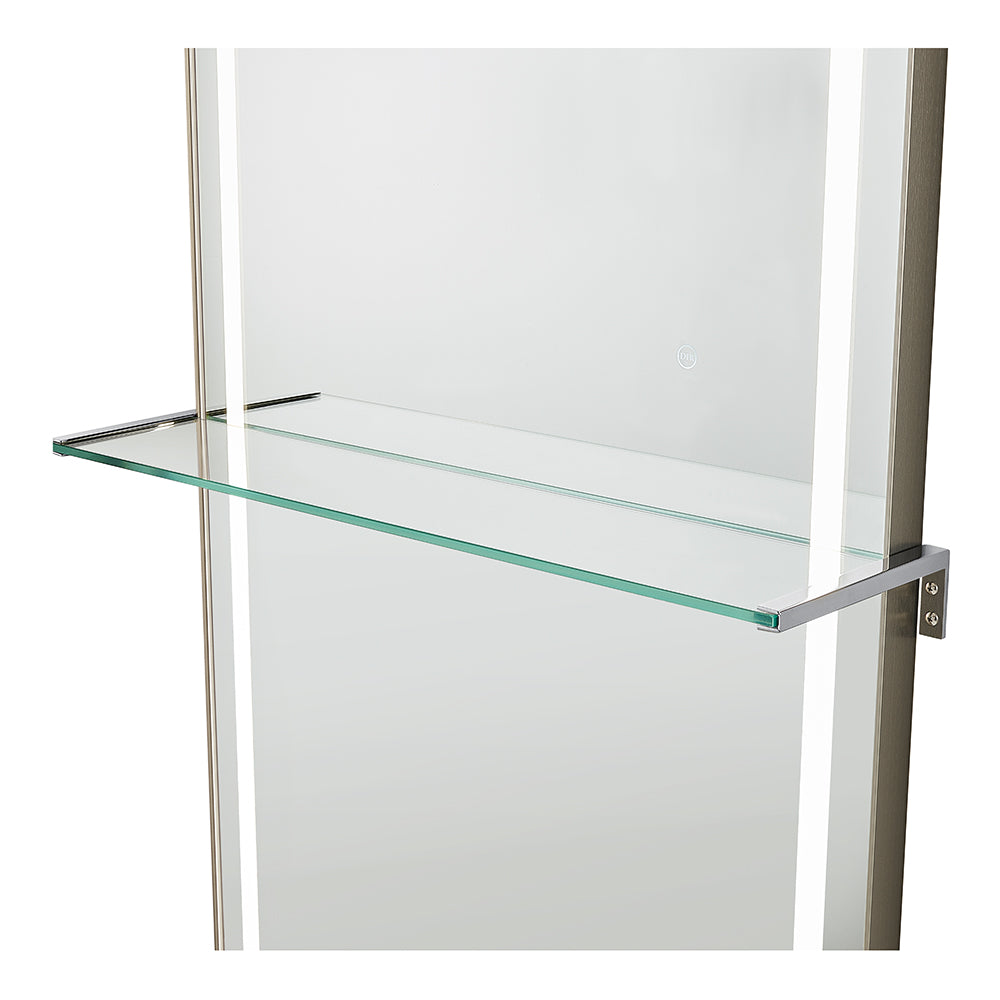 Symphony LED Styling Station and Modern Mirror with Light – Anodized Aluminum Metal Frame Brushed Champagne DIR