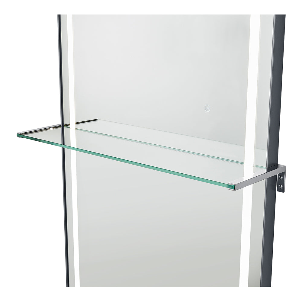 Symphony LED Styling Station and Modern Mirror with Light – Anodized Aluminum Metal Frame Brushed Gray DIR