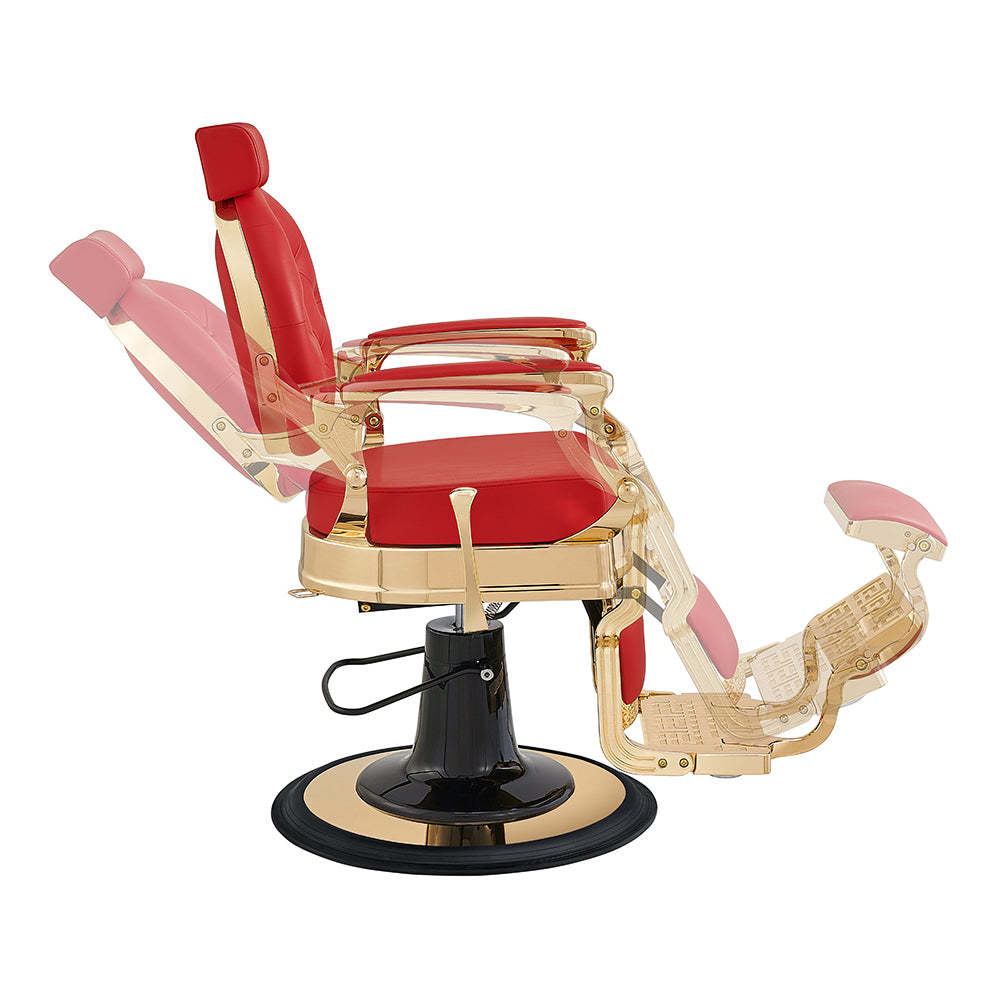 Princeton II Gold Barber Chair - Red DIR