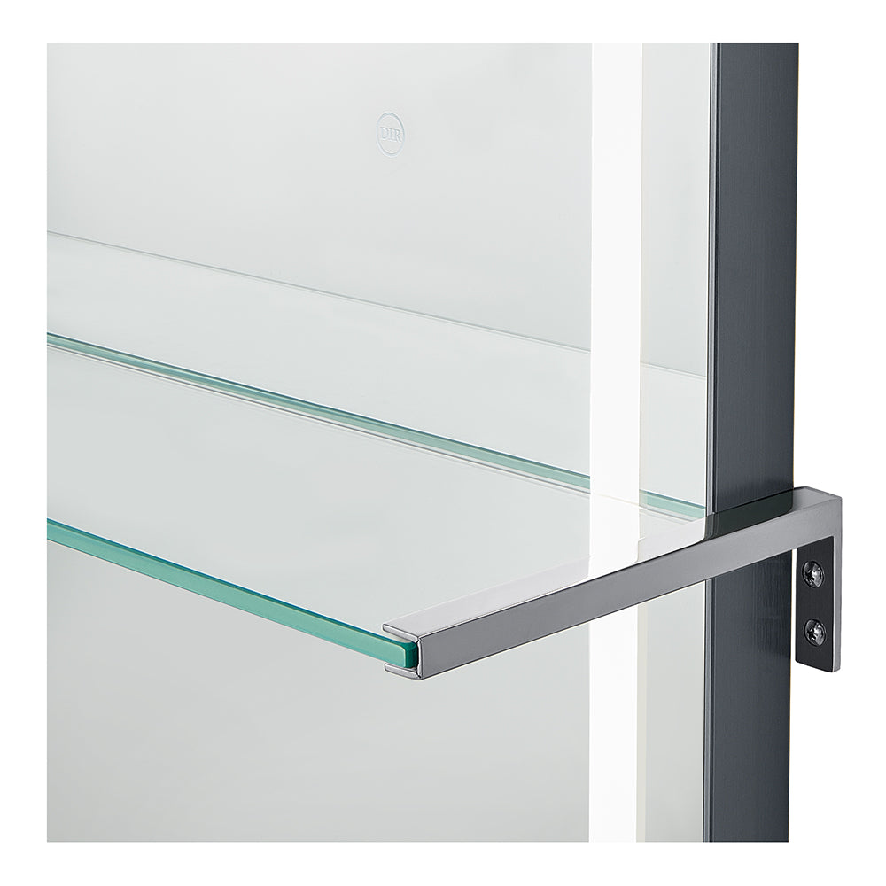 Symphony LED Styling Station and Modern Mirror with Light – Anodized Aluminum Metal Frame Brushed Gray DIR