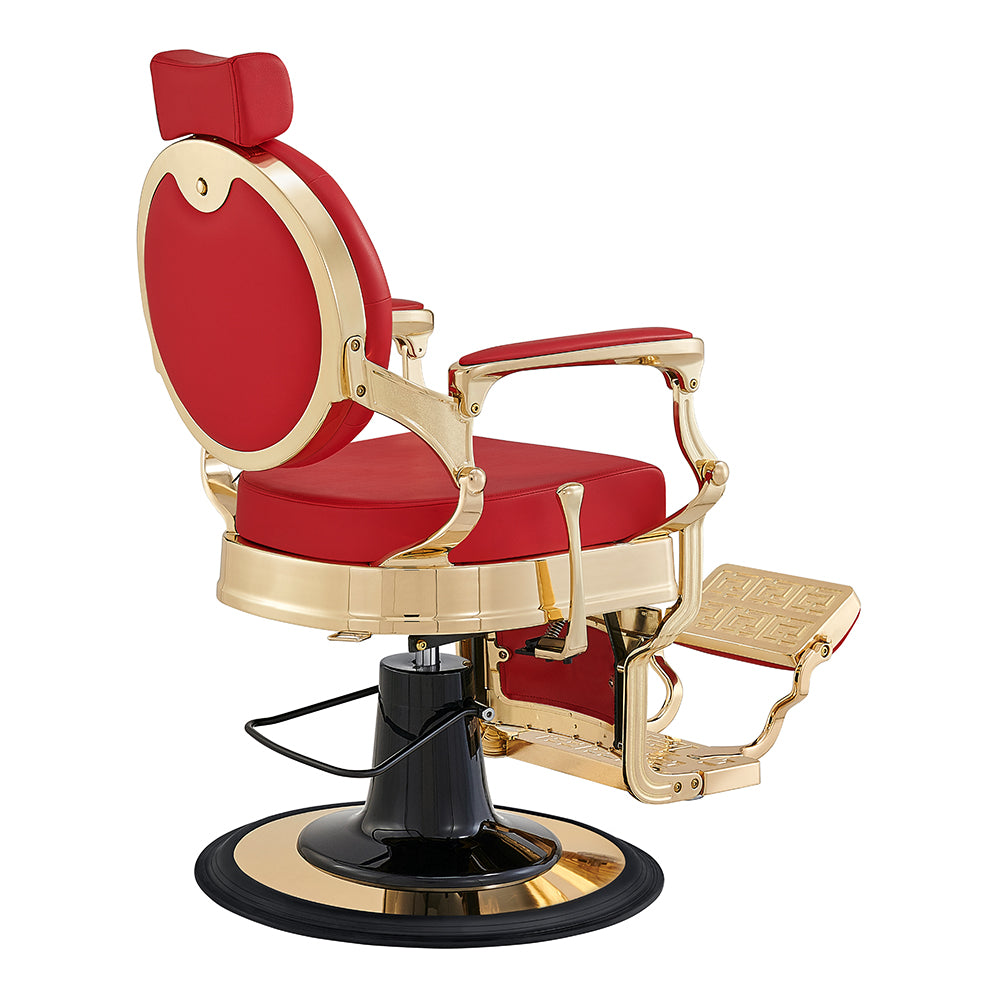 Princeton II Gold Barber Chair - Red DIR