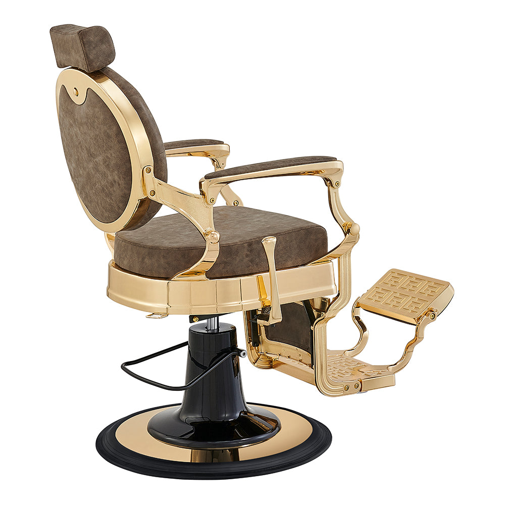 Princeton II Gold Barber Chair - Vintage Brown DIR