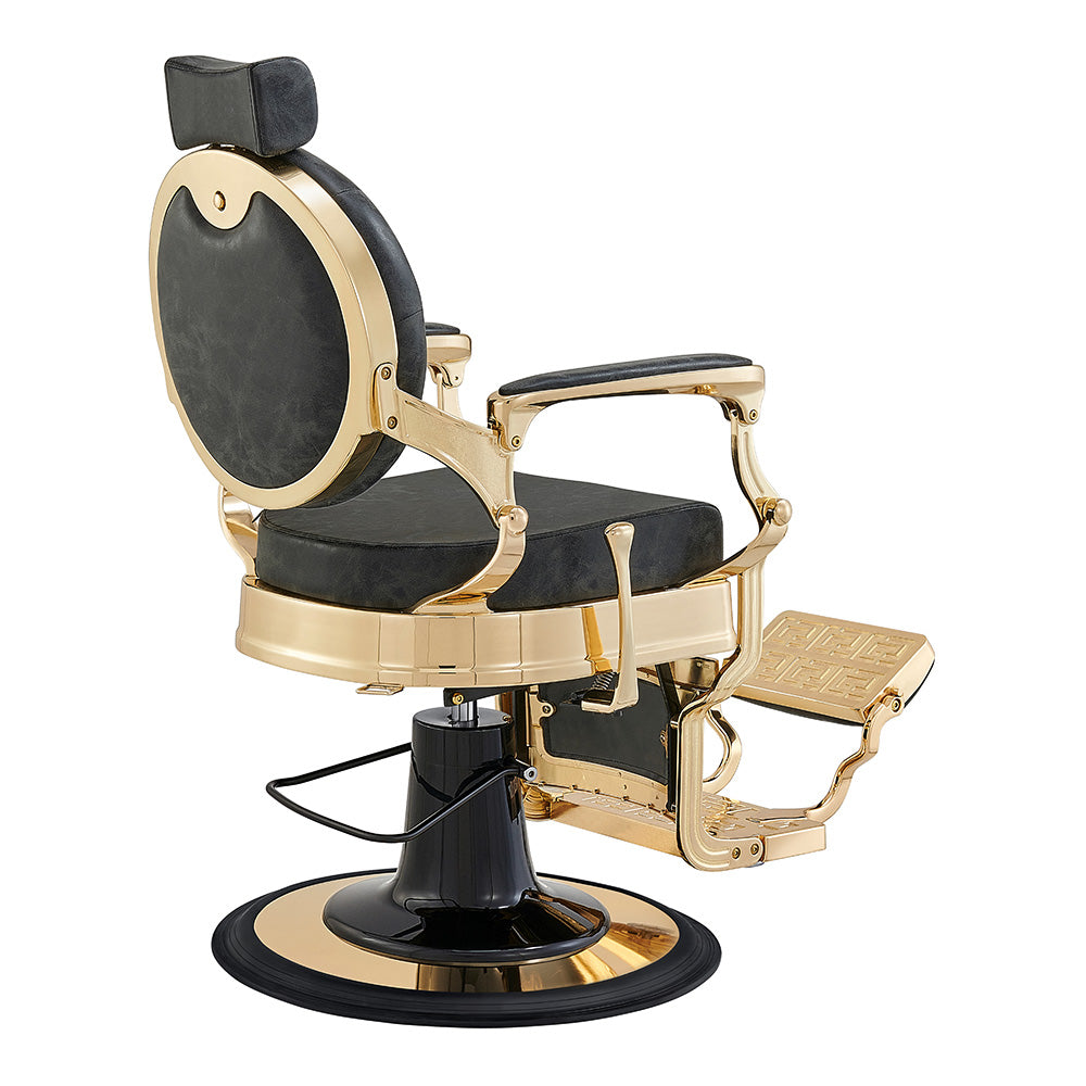 Princeton II Gold Barber Chair - Vintage Black DIR
