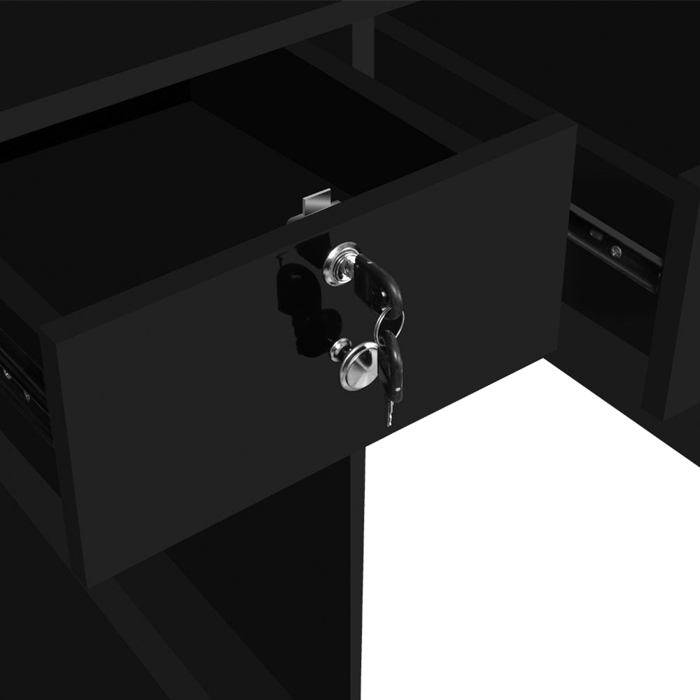 Janus Deluxe - LED Reception Front Desk Black & Silver DIR