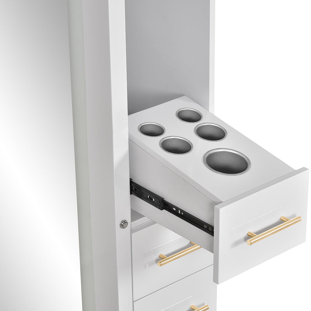 Adonis II Single LED Lighted Styling Station White DIR