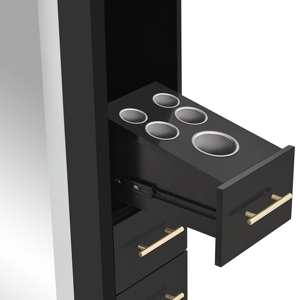 Adonis II Single LED Lighted Styling Station Black DIR