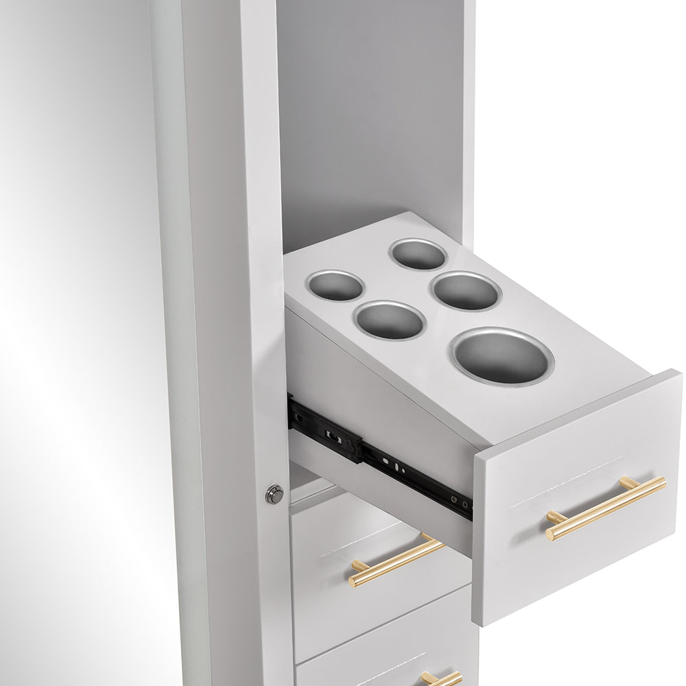 Adonis II Single LED Lighted Styling Station Silver Gray DIR