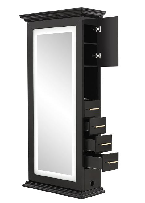 Adonis III Double LED Lighted Styling Station Black DIR