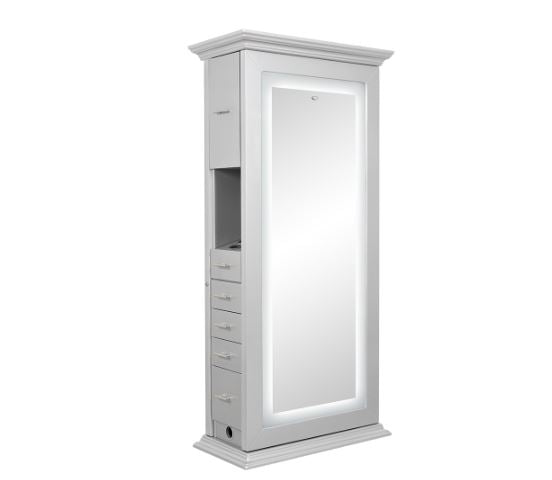 Adonis III Double LED Lighted Styling Station Silver Gray DIR