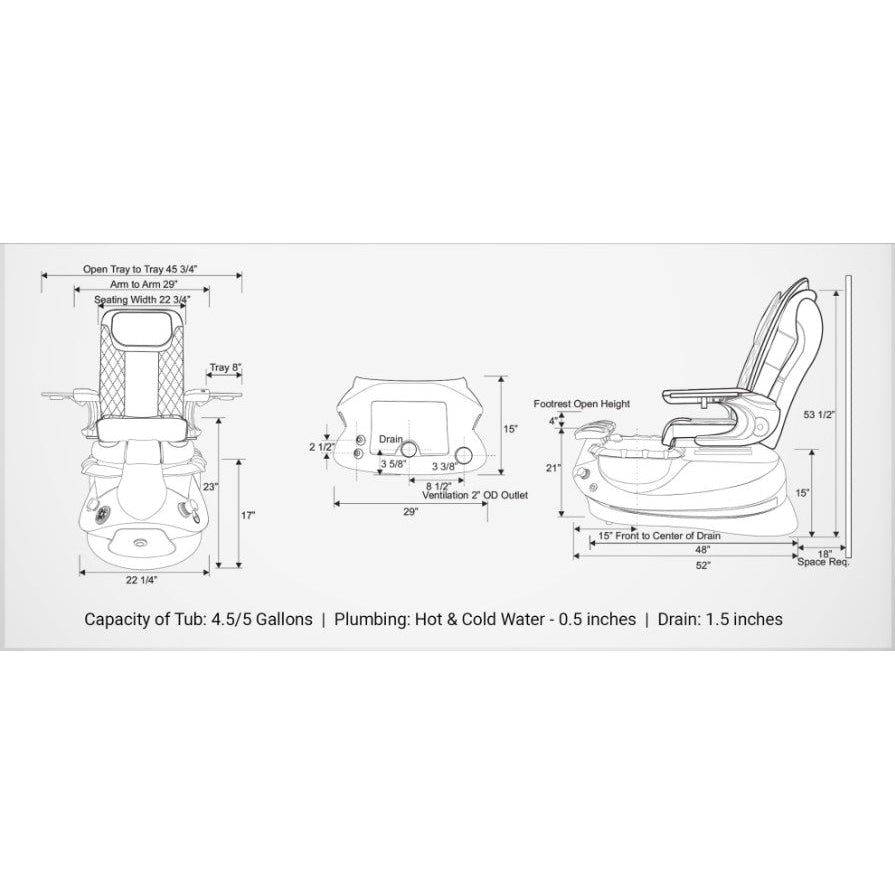 Empress GT Pedicure Chair J&A USA - Pedicure Chairs