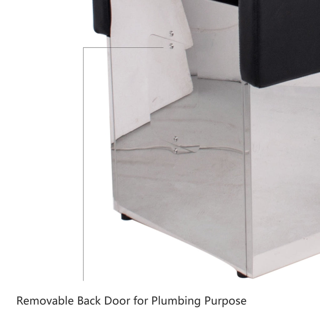 LONG BEACH Salon Shampoo Unit Black AGS Beauty