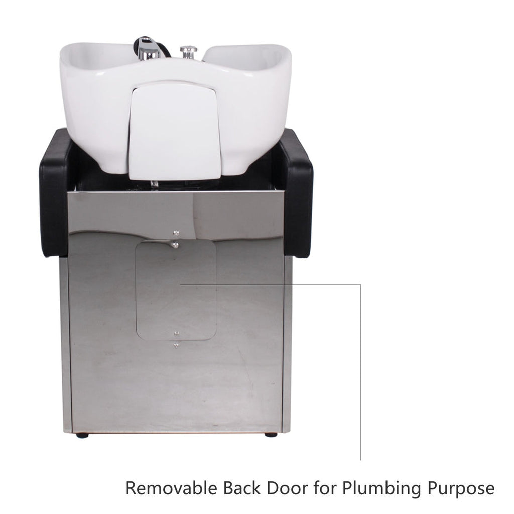 LONG BEACH Salon Shampoo Unit Black AGS Beauty