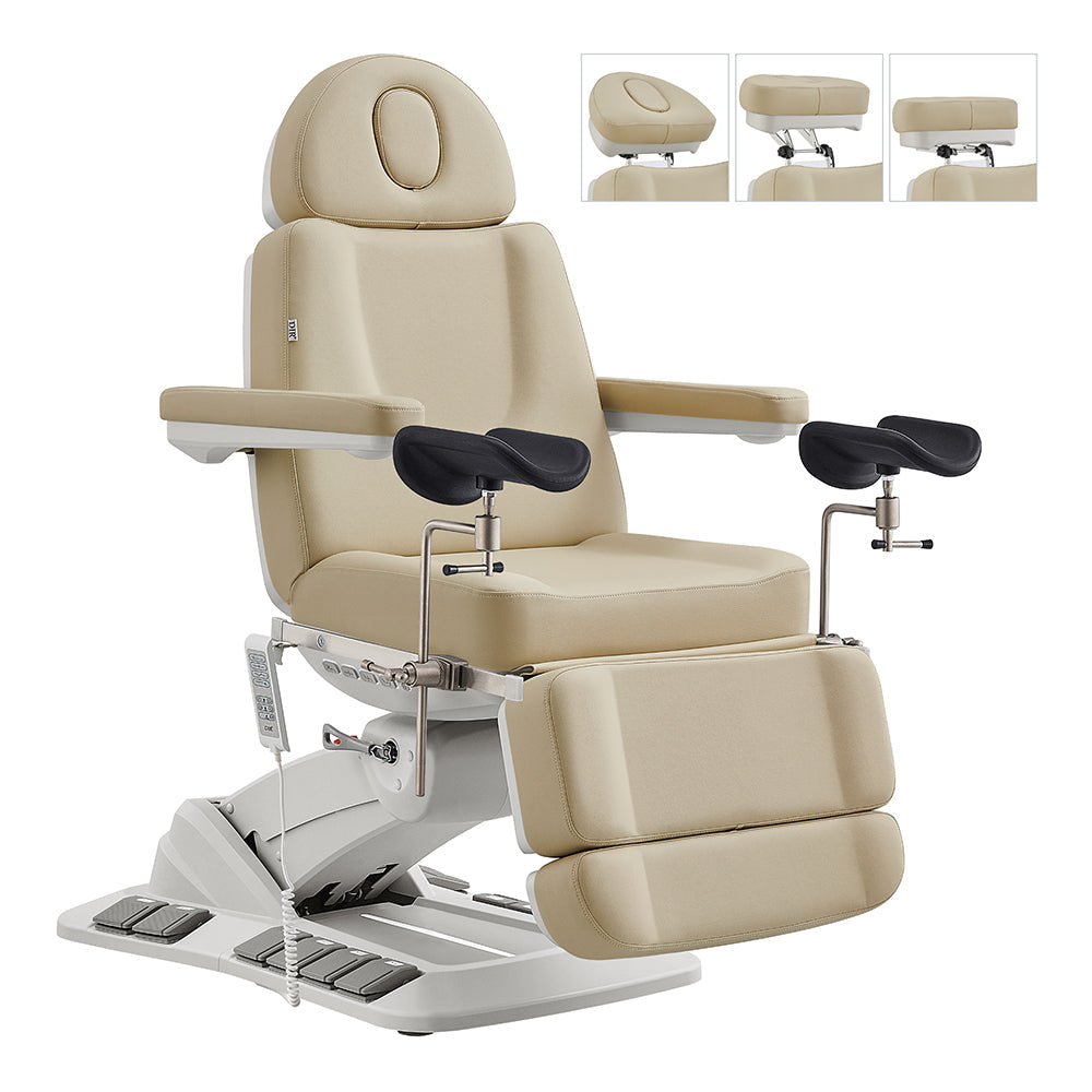 Geneva Exam Table with stirrups-4 Motors with Hand & Foot Remote Beige DIR