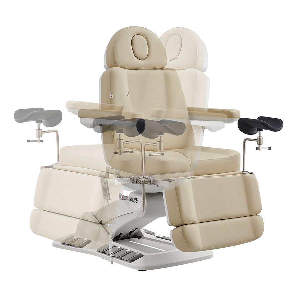 Geneva Exam Table with stirrups-4 Motors with Hand & Foot Remote Beige DIR