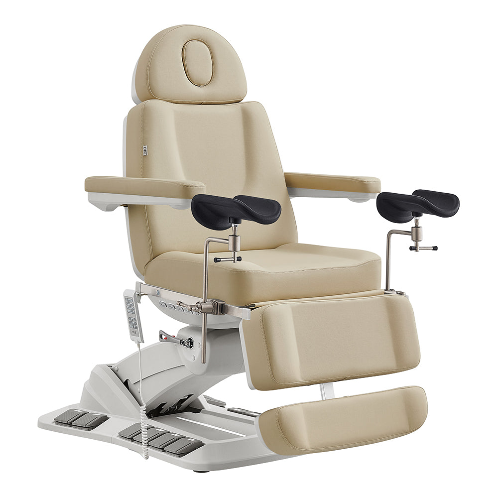 Geneva Exam Table with stirrups-4 Motors with Hand & Foot Remote Beige DIR