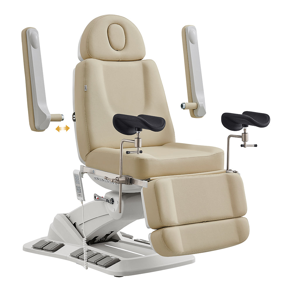 Geneva Exam Table with stirrups-4 Motors with Hand & Foot Remote Beige DIR