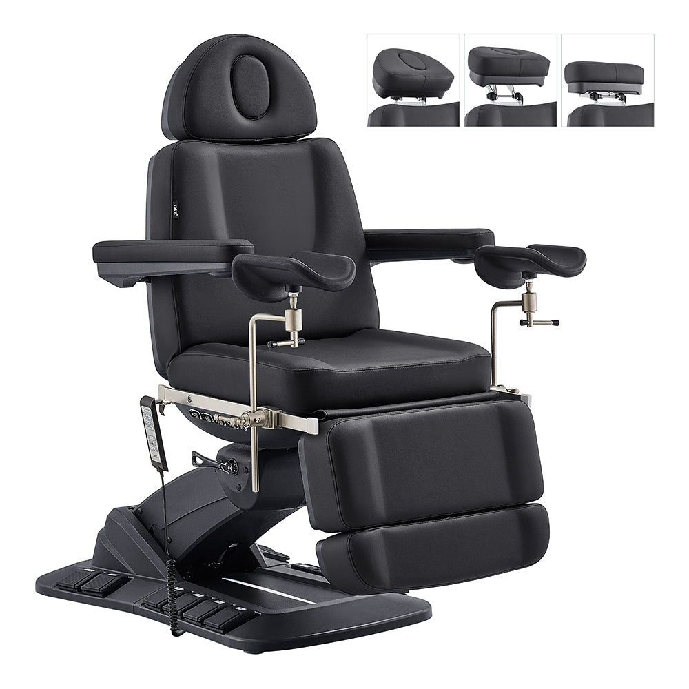 Geneva Exam Table with stirrups-4 Motors with Hand & Foot Remote Black DIR