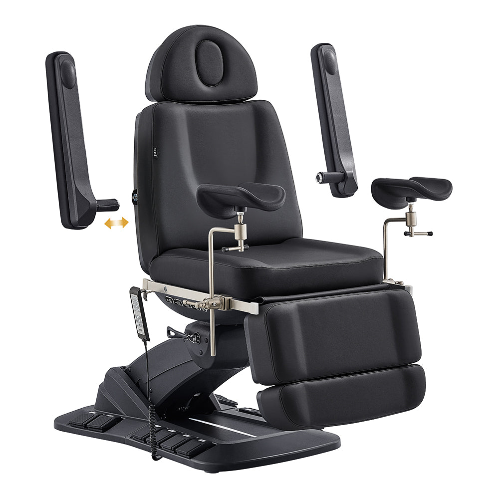 Geneva Exam Table with stirrups-4 Motors with Hand & Foot Remote Black DIR