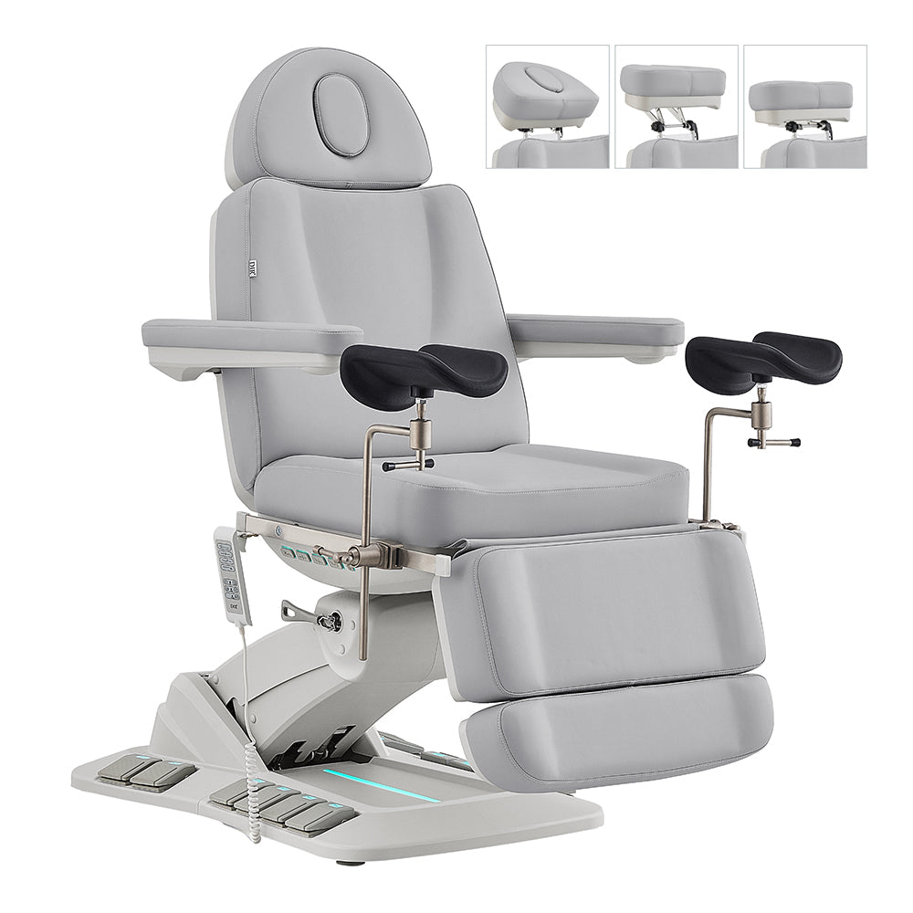 Geneva Exam Table with stirrups-4 Motors with Hand & Foot Remote Gray DIR