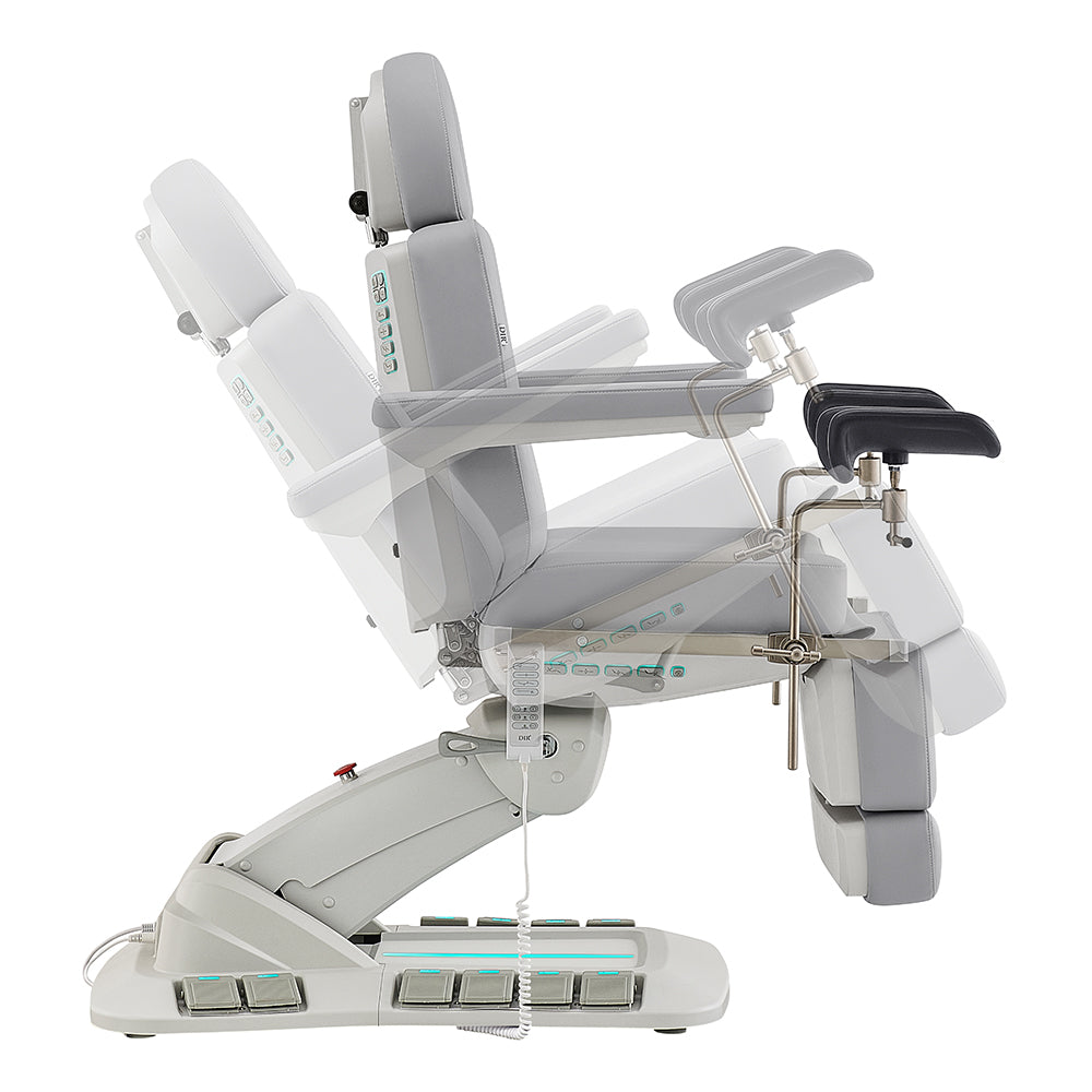 Geneva Exam Table with stirrups-4 Motors with Hand & Foot Remote Gray DIR