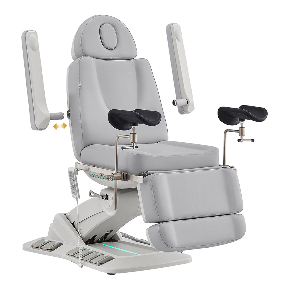 Geneva Exam Table with stirrups-4 Motors with Hand & Foot Remote Gray DIR