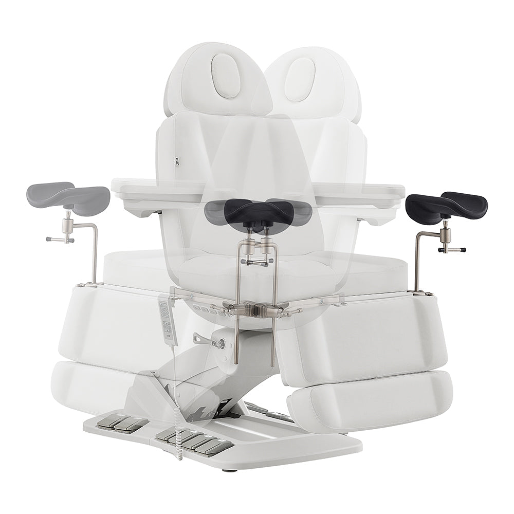 Geneva Exam Table with stirrups-4 Motors with Hand & Foot Remote White DIR