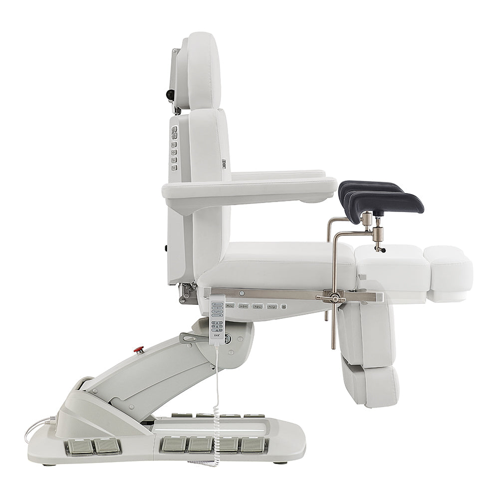 Geneva Exam Table with stirrups-4 Motors with Hand & Foot Remote White DIR