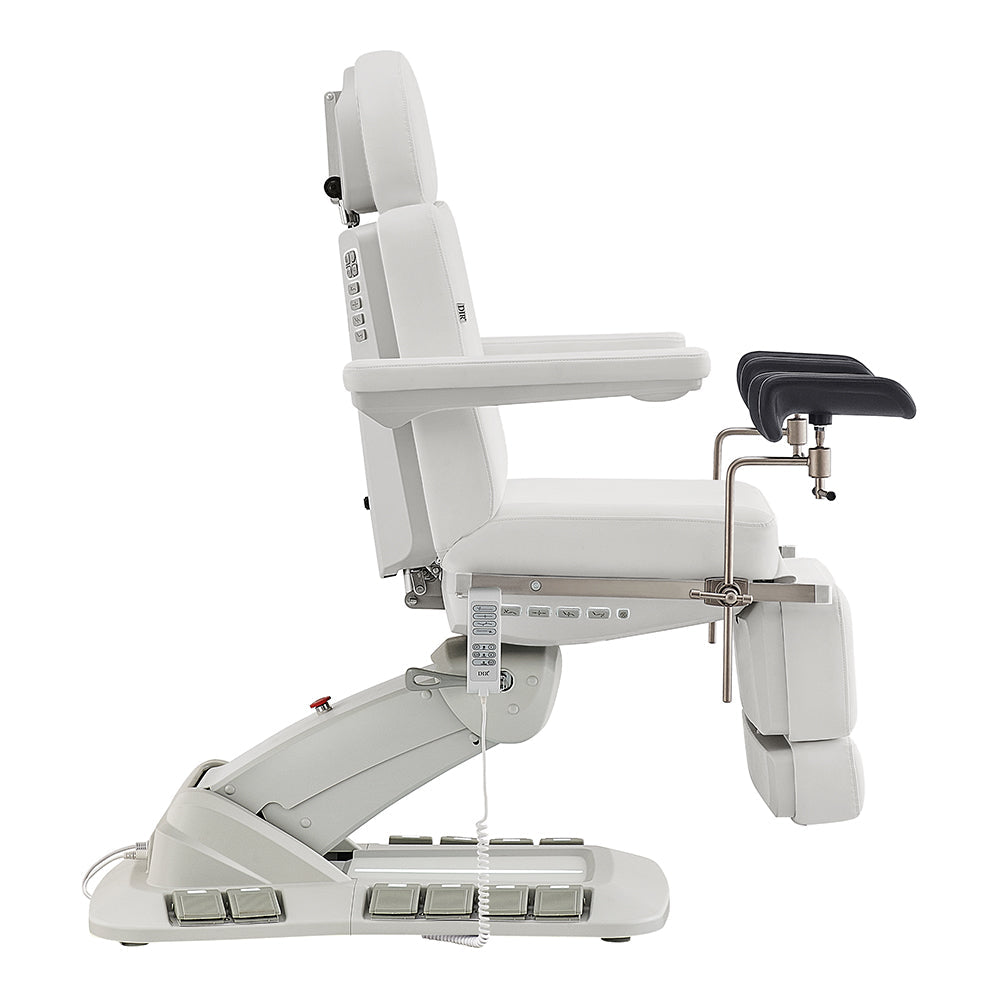 Geneva Exam Table with stirrups-4 Motors with Hand & Foot Remote White DIR