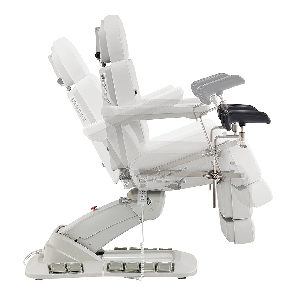 Geneva Exam Table with stirrups-4 Motors with Hand & Foot Remote White DIR