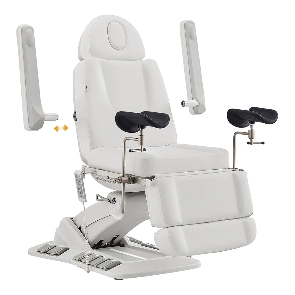 Geneva Exam Table with stirrups-4 Motors with Hand & Foot Remote White DIR