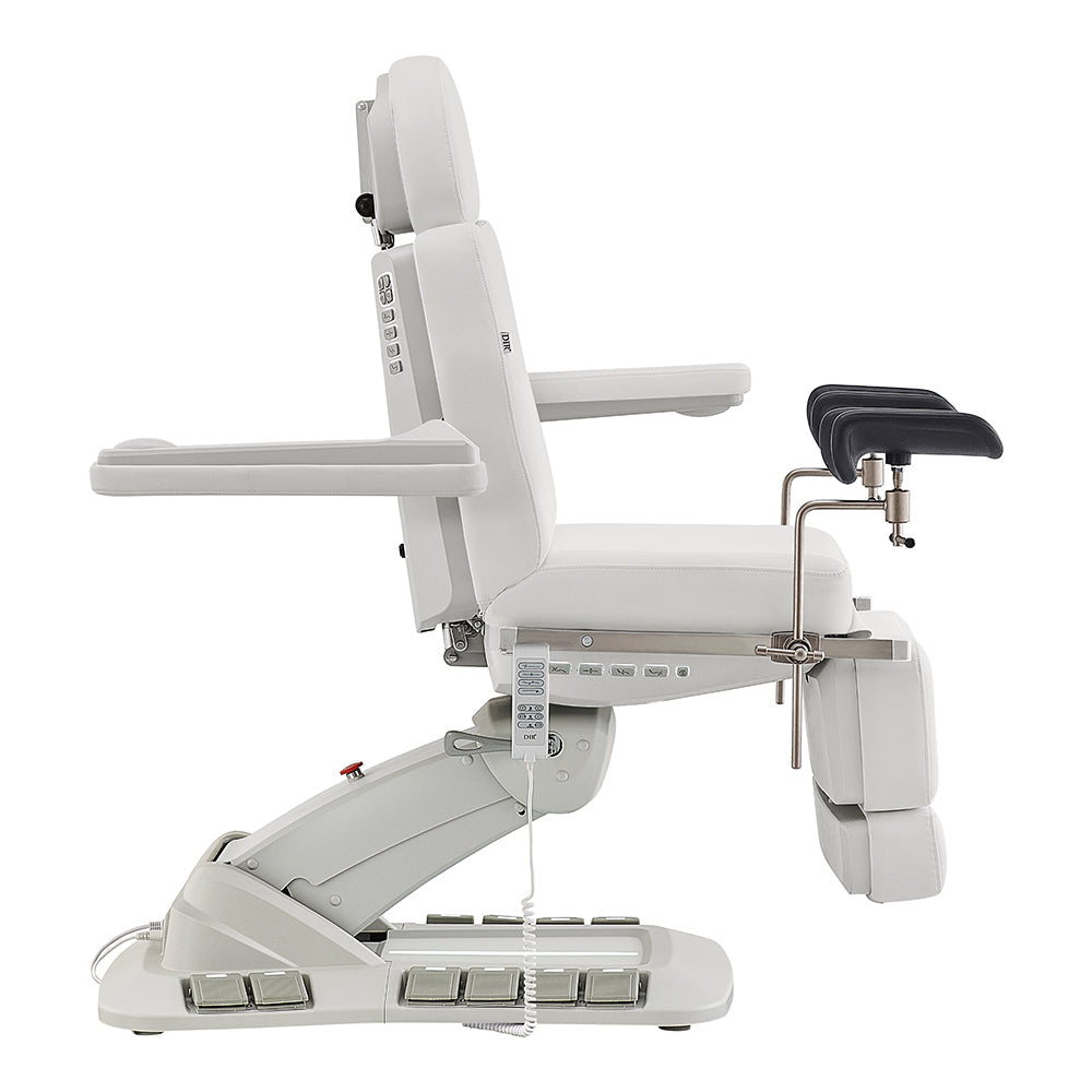 Geneva Exam Table with stirrups-4 Motors with Hand & Foot Remote White DIR