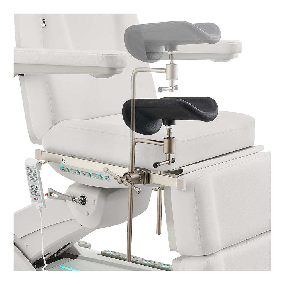 Geneva Exam Table with stirrups-4 Motors with Hand & Foot Remote White DIR